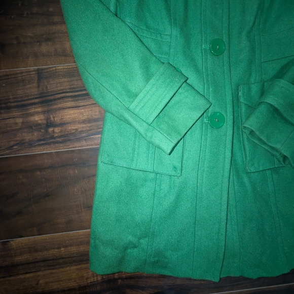 Tulle Emerald Button-Up Pea Coat - Picture 7 of 12